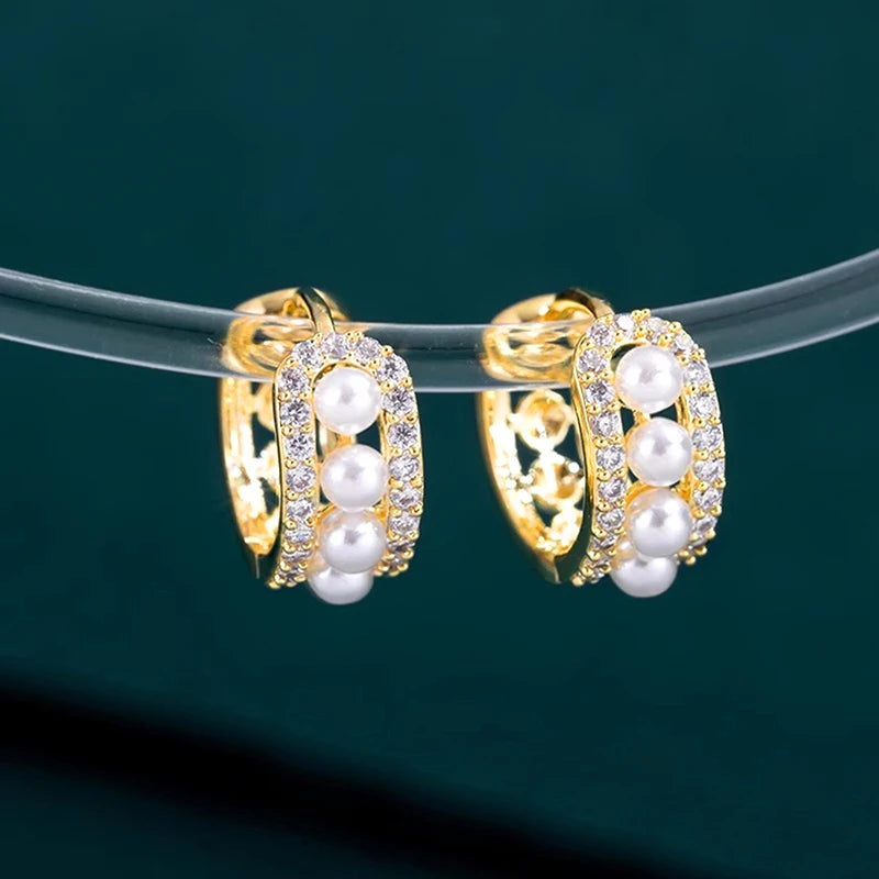 Huitan Imitation Pearl Hoop Earrings – Dainty Fashion Jewelry Hoop Earrings Axl