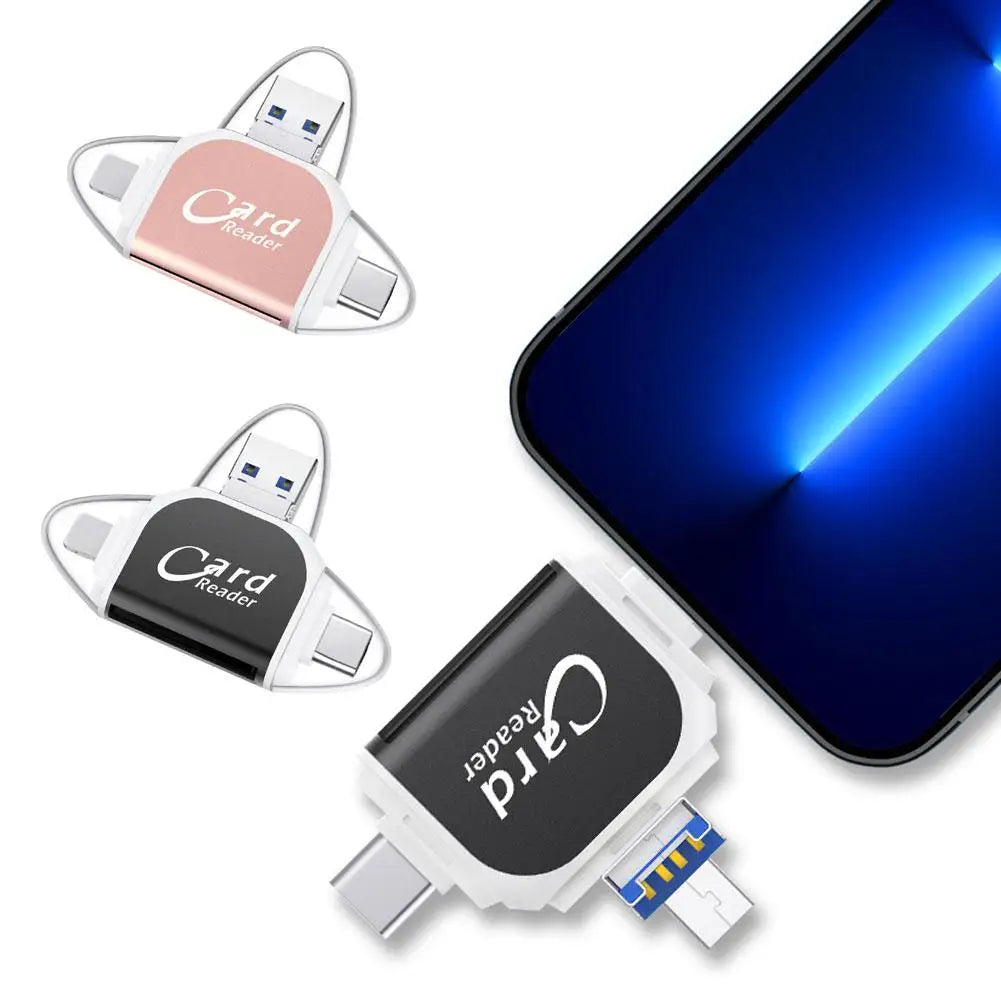 4-in-1 USB-C Card Reader Hub – SD & TF Multiport Adapter USB Card Reader Hub Axl
