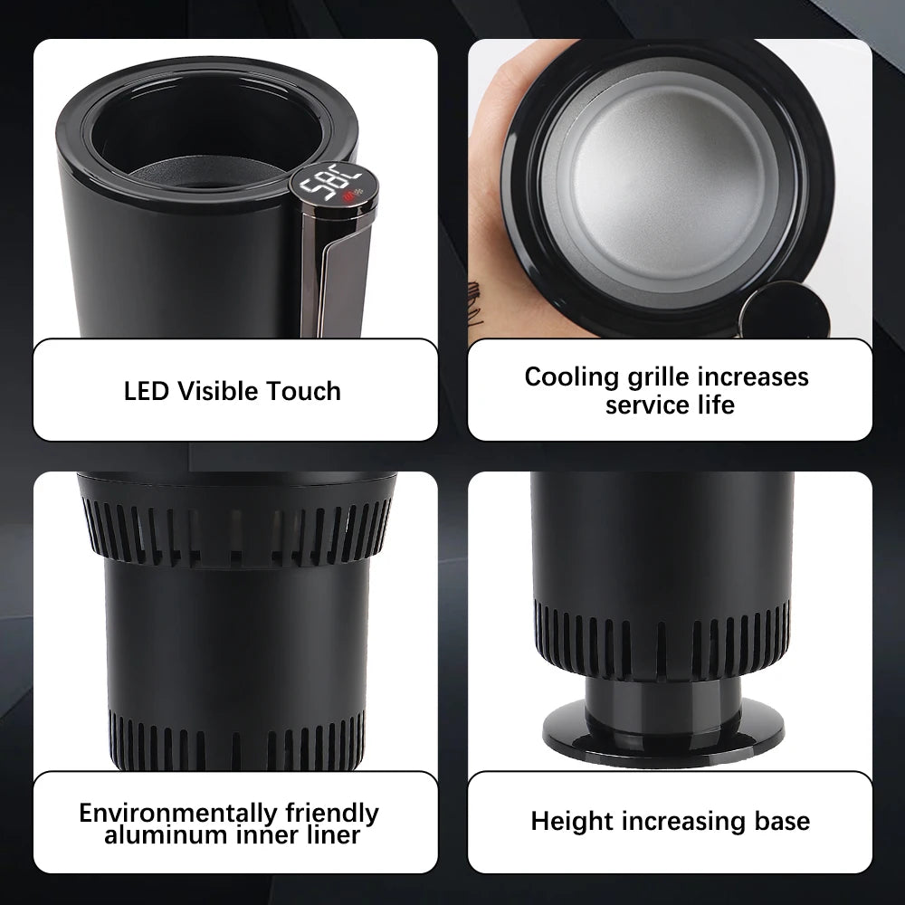 DC 12V Car Cup Holder Warmer & Cooler | Smart Temp Display Car Cup Warmer Cooler Axl