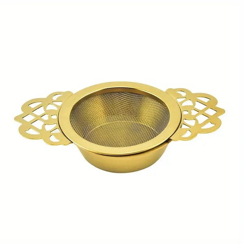 Fine Mesh Stainless Steel Tea Strainer & Spice Infuser Tea Strainer Axl 1pc gold