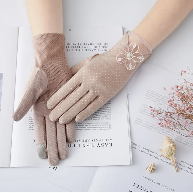 Women's UV Sun Protection Gloves – Touchscreen & Non-Slip Sun Protection Gloves Axl One Size Beige