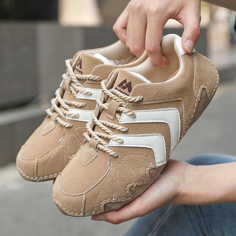 Women's Patchwork Faux Suede Casual Sneakers | AZGB Women's Casual Sneakers Axl Khaki 38