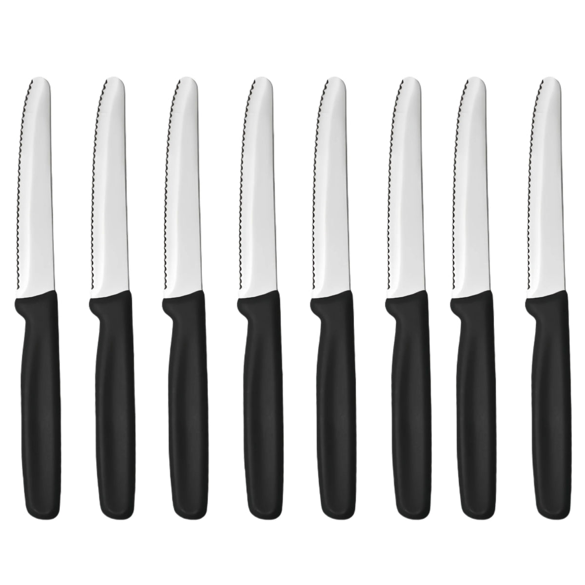 Serrated Steak & Bread Knife Set | Stainless Steel Round Tip Kitchen Knife Set Axl 8 Pc Knife Set-black