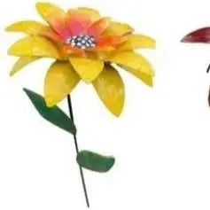 Rustproof Metal Flower Garden Stakes – Colorful Yard Lawn Art Garden Stake Decor Axl Yellow