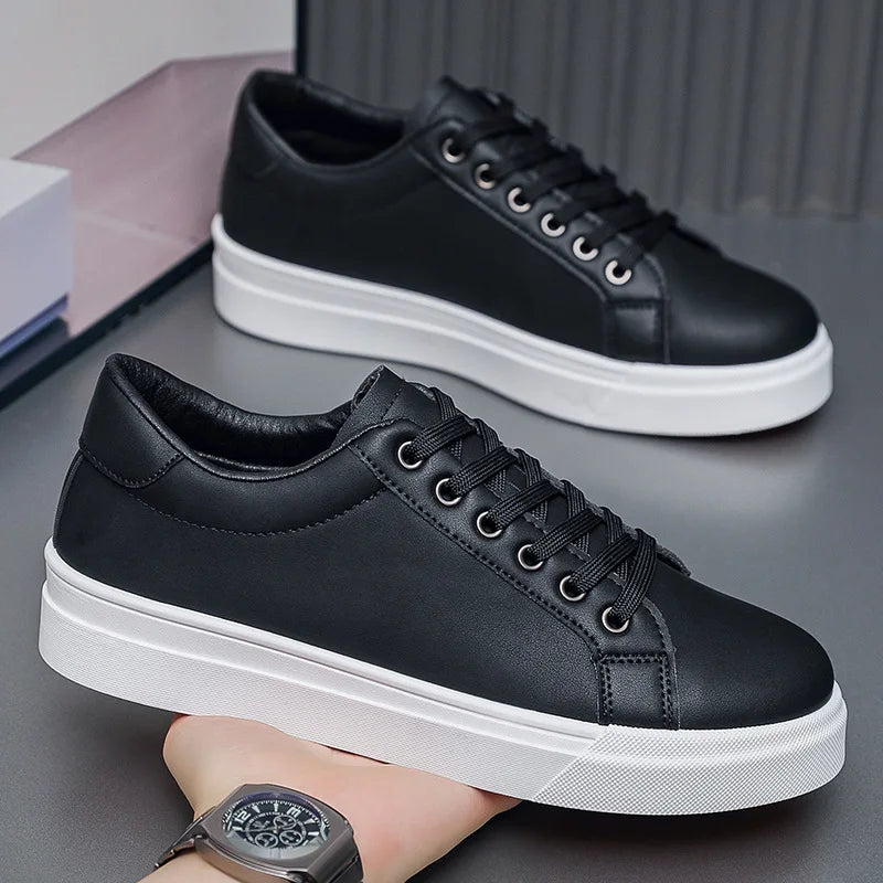 YBQJOO Men's Leather Slip-On Sneakers – Breathable Casual Shoes Men's Casual Sneakers Axl