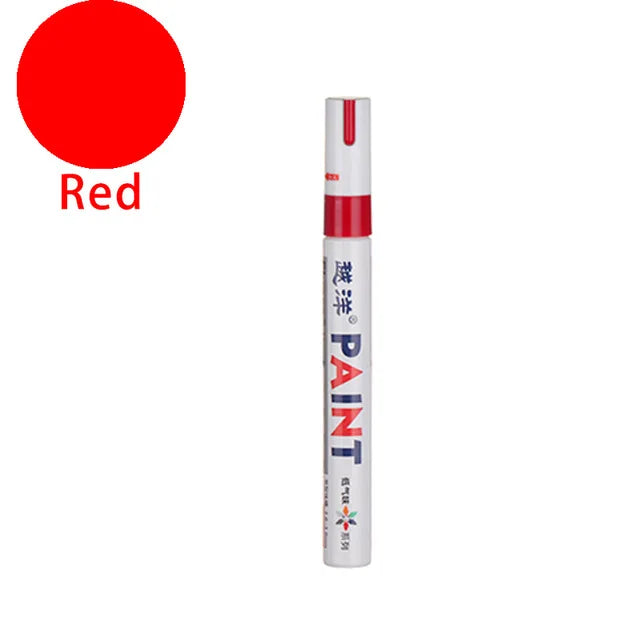 12-Color Waterproof Permanent Paint Markers – Tire & Multi-Surface Paint Marker Set Axl Red