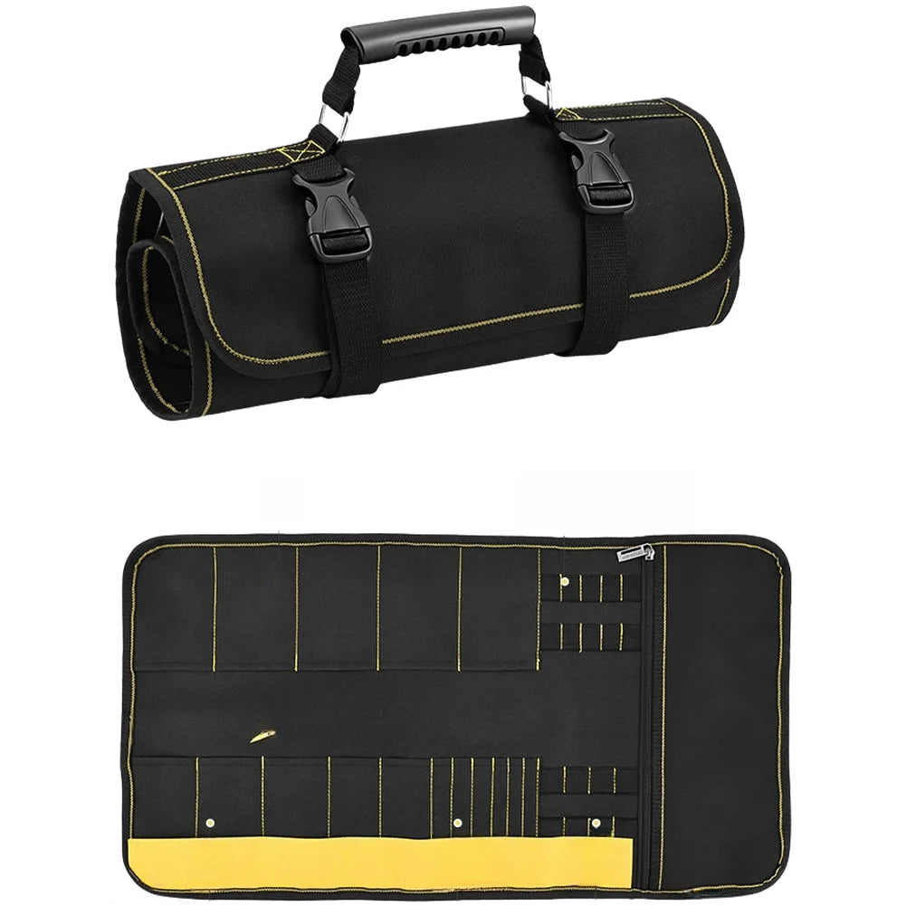 Roll-Up Tool Bag 35-Pocket Canvas Organizer | Electricians Roll-Up Tool Bag Axl 35slots China Mainland