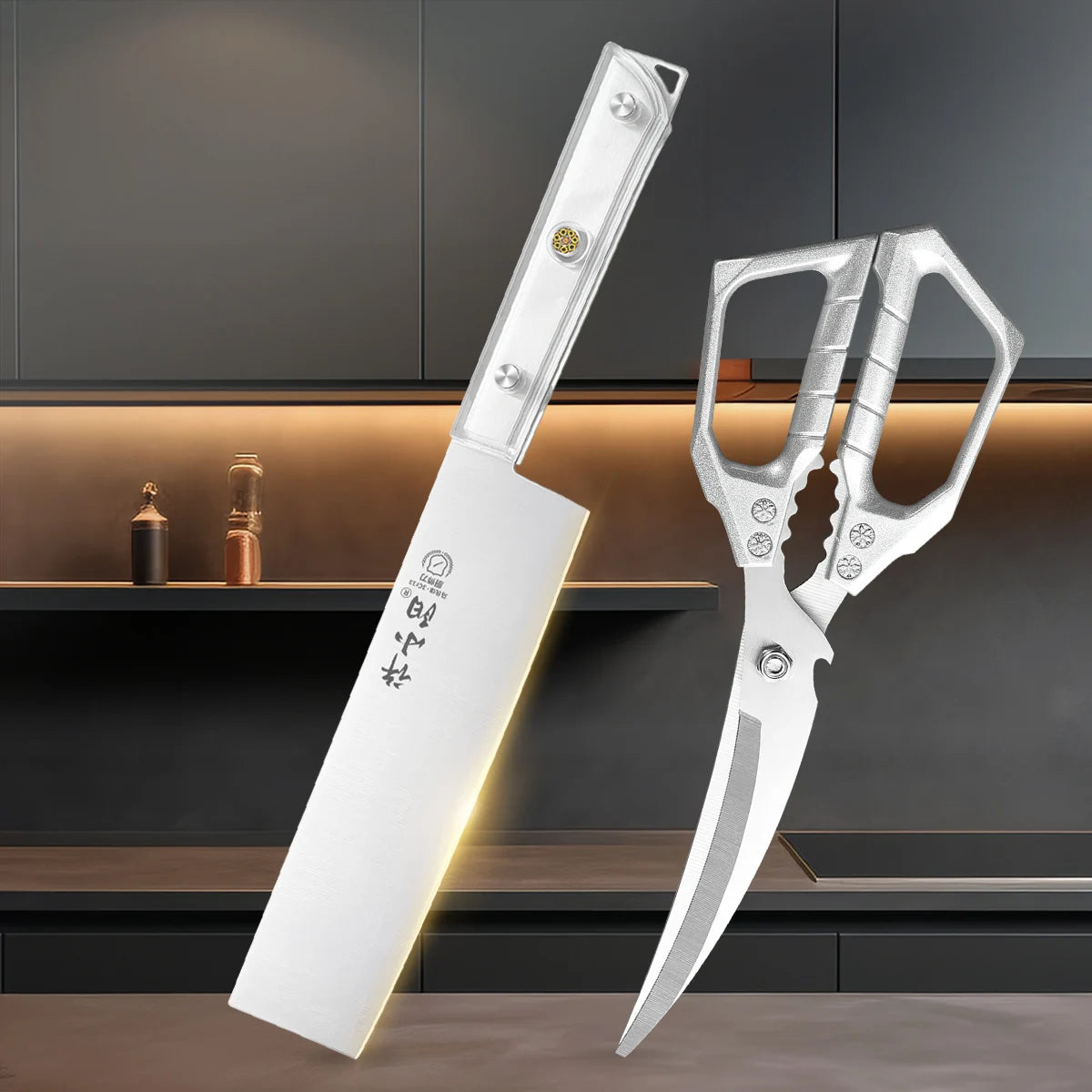 SHENJIU Japanese Kitchen Cleaver – Sharp Stainless Steel Knife Kitchen Cleaver Knife Axl 2PCS