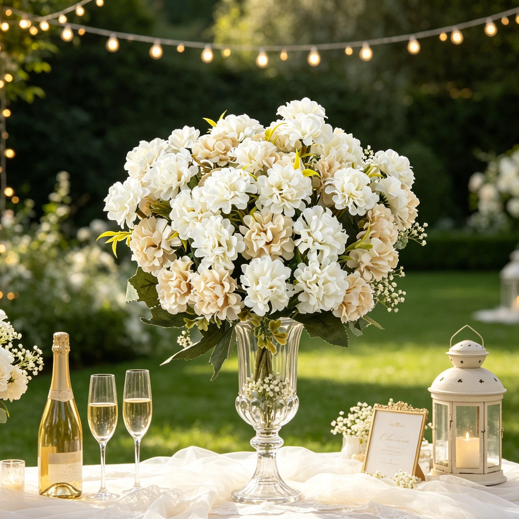 Silk Hydrangea Artificial Flowers – Wedding & Home Décor Artificial Flower Bouquet Axl