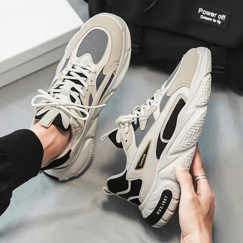 YBQJOO Thick Sole Clunky Sneakers – Breathable Mesh Casual Shoes Casual Sneakers Axl