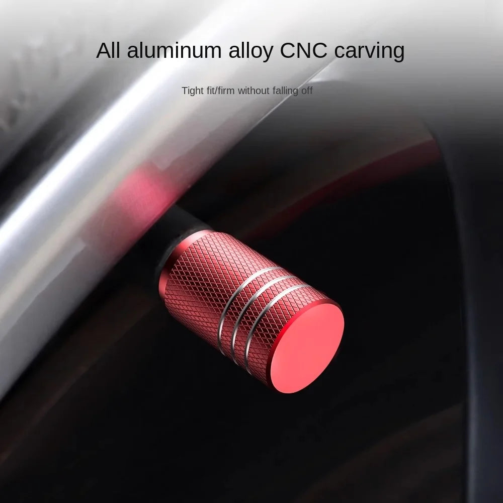 4-Pack Aluminum Knurled Tire Valve Stem Caps – Universal Fit Tire Valve Caps Axl