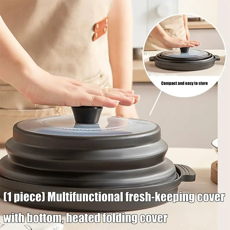 Collapsible Silicone Microwave Splatter Cover with Tray | BPA-Free Microwave Splatter Cover Axl