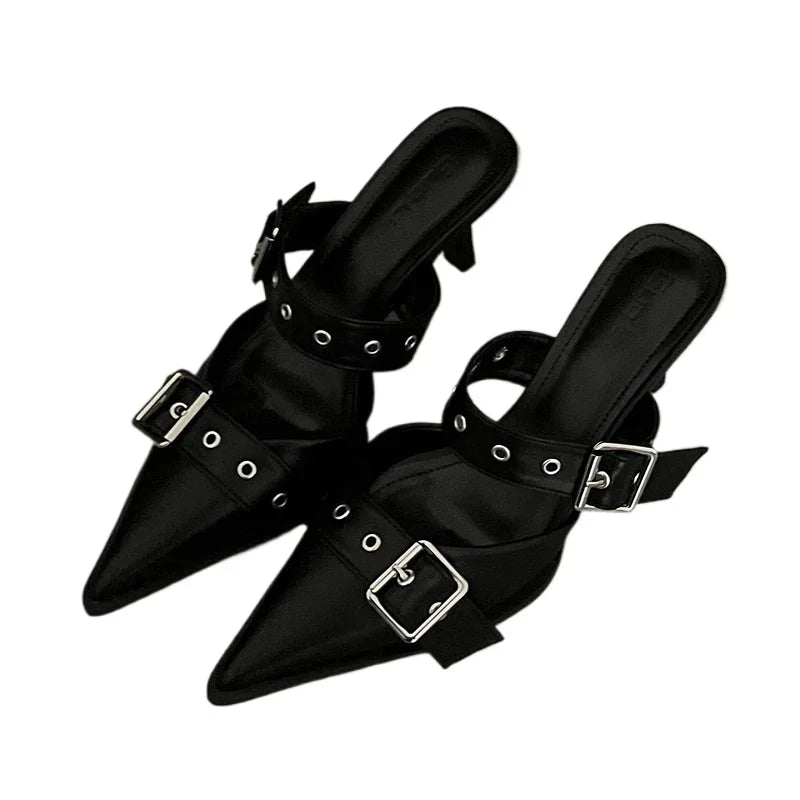 Women's Punk Goth Metal Buckle Pointed Toe High Heel Sandals High Heel Sandals Axl