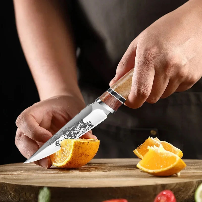 Boning Knife – Patterned Blade & Handcrafted Wooden Handle Boning Knife Axl