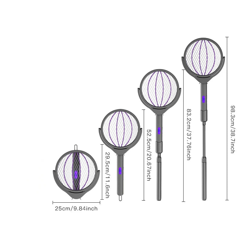 Electric Mosquito Swatter – UV Lure & Telescopic Handle Electric Bug Zapper Axl grey