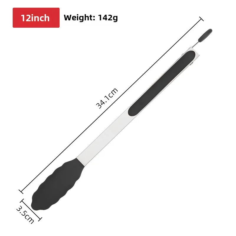 Stainless Steel Silicone Food Tongs – BBQ & Kitchen Tongs Kitchen Tongs Axl 12 inches142g