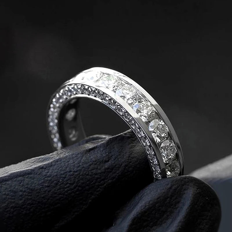 Huitan Round CZ Eternity Wedding Band Ring – Silver Tone Wedding Band Ring Axl T0241 6
