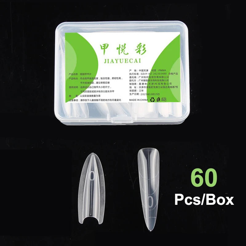 60Pcs Sandwich Dual Nail Forms – 15 Sizes Coffin & Almond Nail Extension Forms Axl Long pointed Green