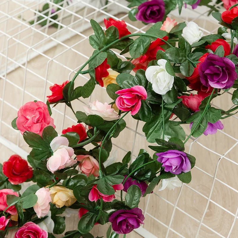 Silk Rose Artificial Flower Garland – Wedding & Home Vine Decor Artificial Flower Garland Axl