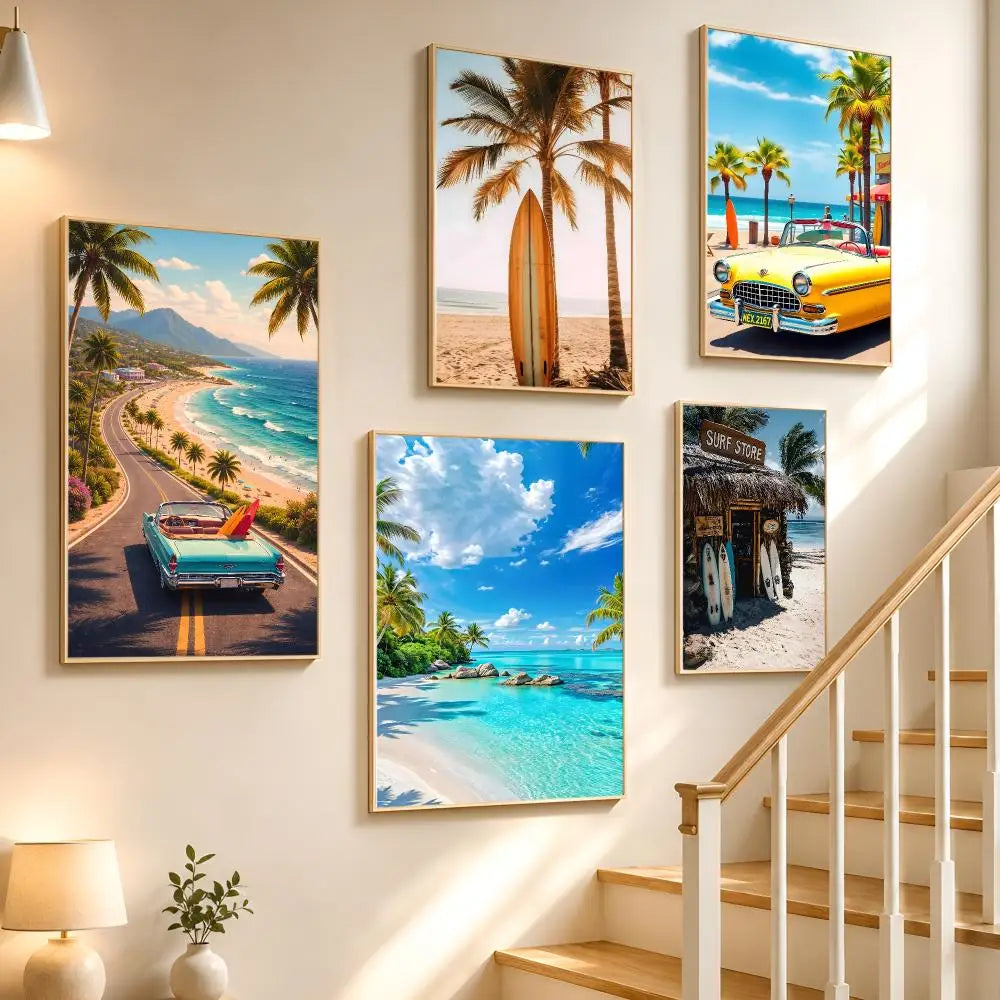Summer Beach Surfing HD Waterproof Wall Stickers | Home Décor Wall Decal Sticker Axl