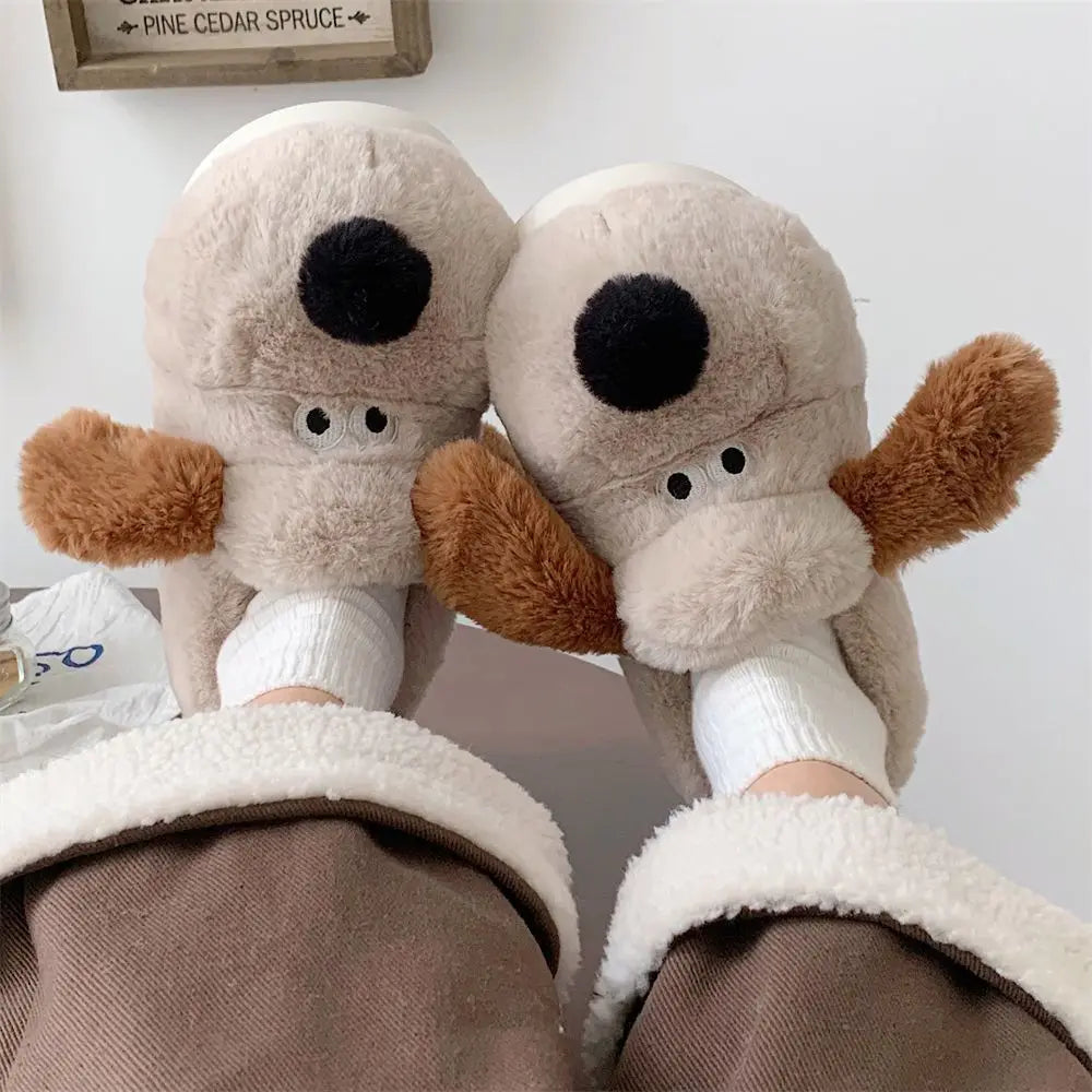 Fluffy Dog Slippers – Warm Furry Animal Slide Shoes for Women Fluffy Animal Slippers Axl