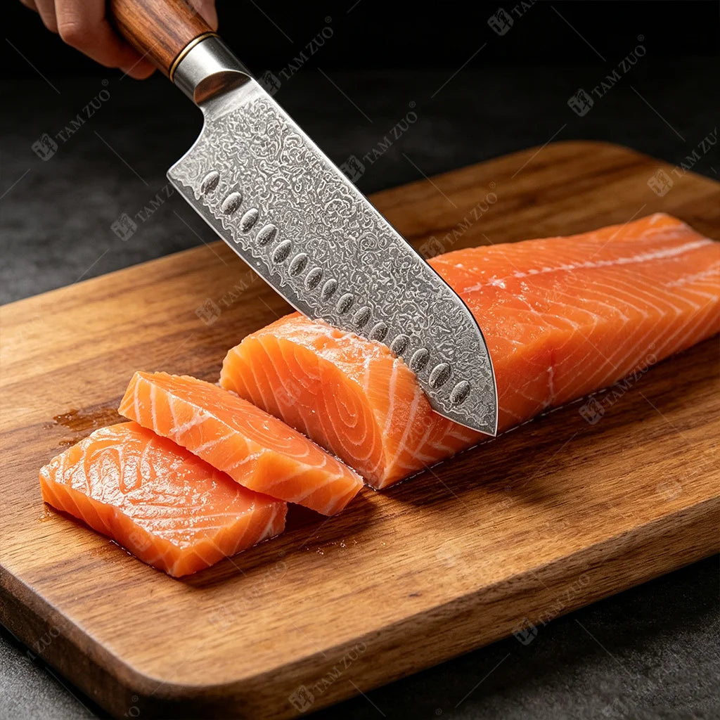 TAMZUO 67-Layer Damascus Steel Santoku Chef Knife Set Damascus Chef Knife Axl