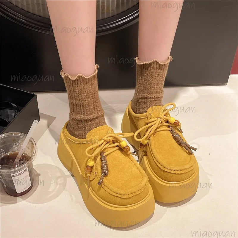 Women's Platform Mule Slippers – Suede Slip-On Loafers Platform Mule Slippers Axl