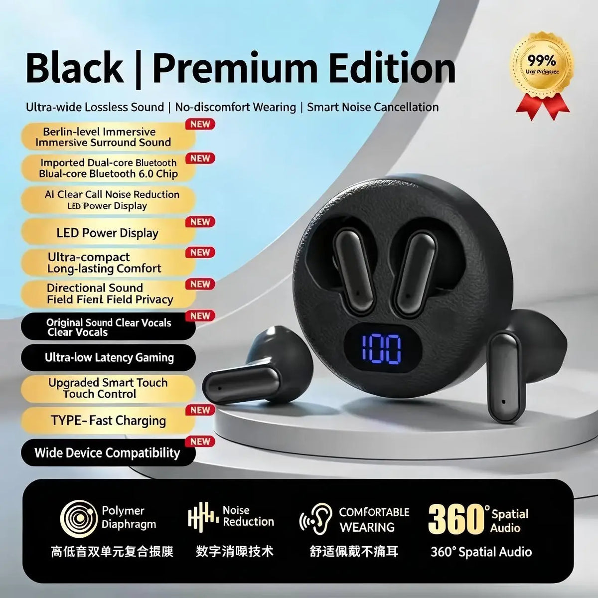 X19 Pink Bluetooth Earbuds – HiFi Stereo & LED Charging Case Wireless Earbuds Axl X19-purple