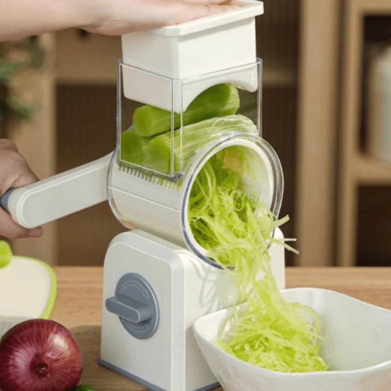 Rotary Drum Vegetable Slicer – Manual Hand Crank Grater & Chopper Rotary Vegetable Slicer Axl
