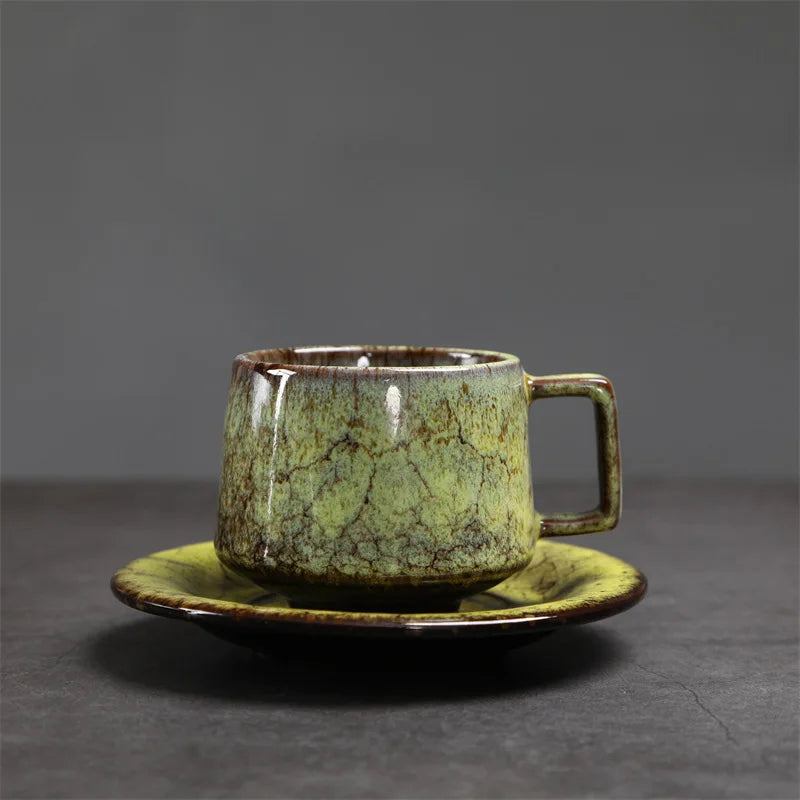 180ml Japanese Kiln-Fired Ceramic Espresso Cup & Saucer Set Ceramic Espresso Cup Axl Yellow 180ml