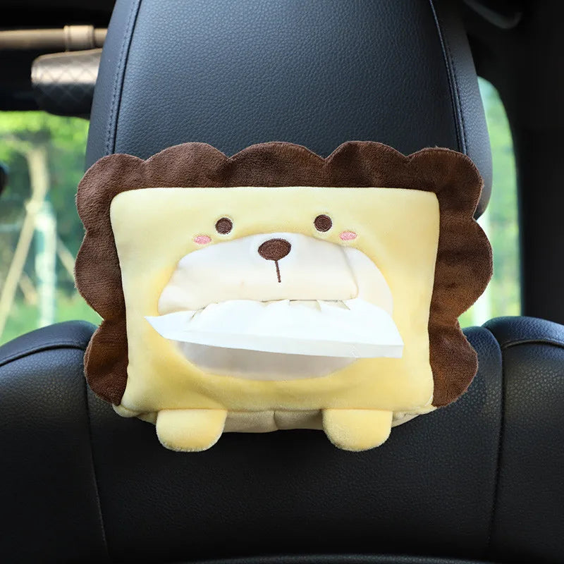 Cartoon Plush Tissue Box Holder – Car Armrest & Backseat Cover Car Tissue Holder Axl A6