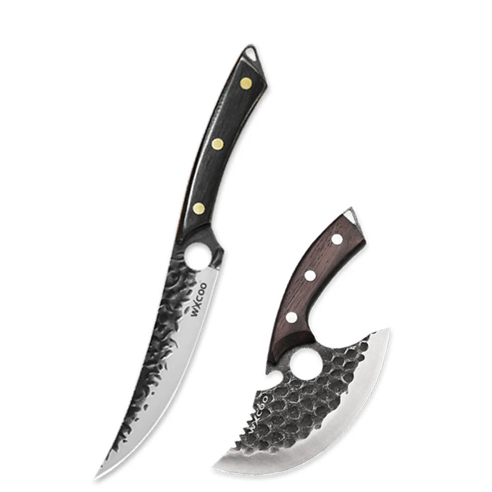 WXCOO Forged Chef Knife Set – Boning, Cleaver & Butcher Chef Knife Set Axl 2pcs B