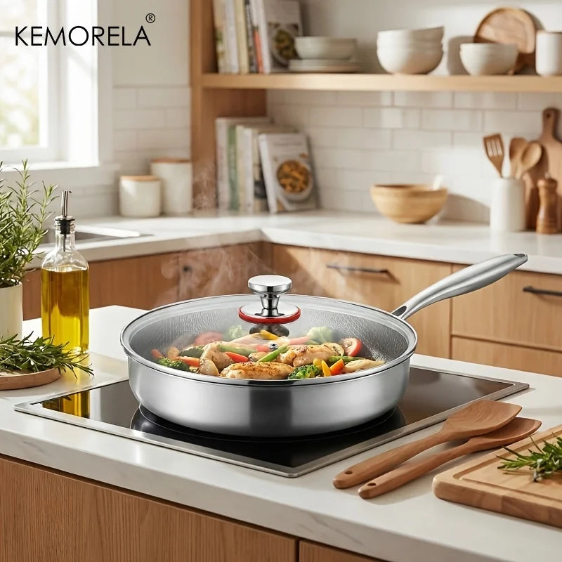 KEMORELA Titanium Non-Stick Frying Pan & Wok with Lid 24/28cm Titanium Frying Pan Axl
