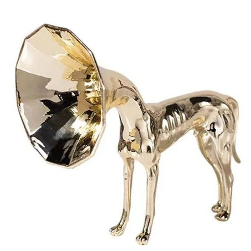 Nordic Trumpet Dog Figurine – Modern Metal Sculpture Décor Decorative Figurine Axl Gold