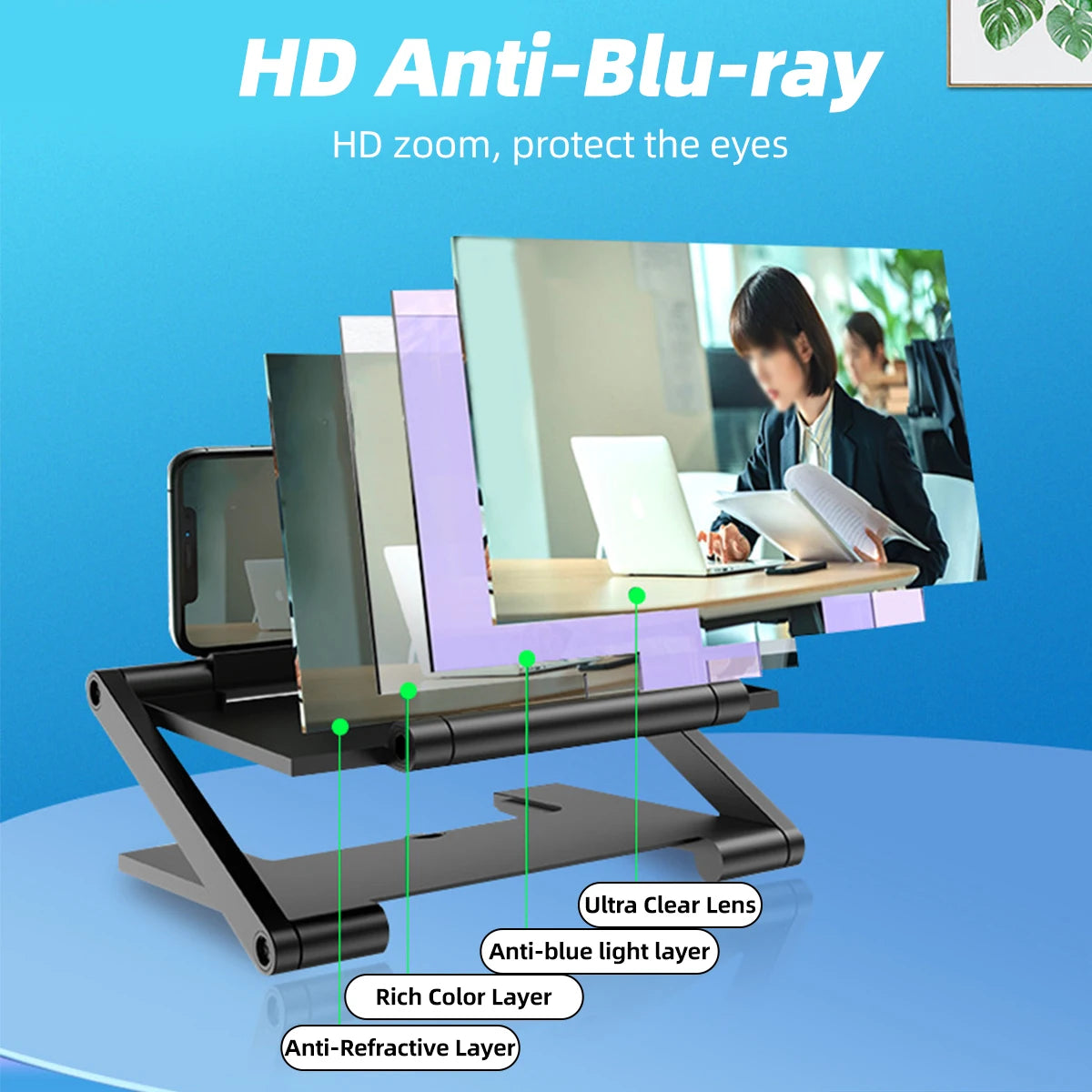 10-Inch Phone Screen Amplifier – Foldable HD Magnifier Stand Phone Screen Magnifier Axl