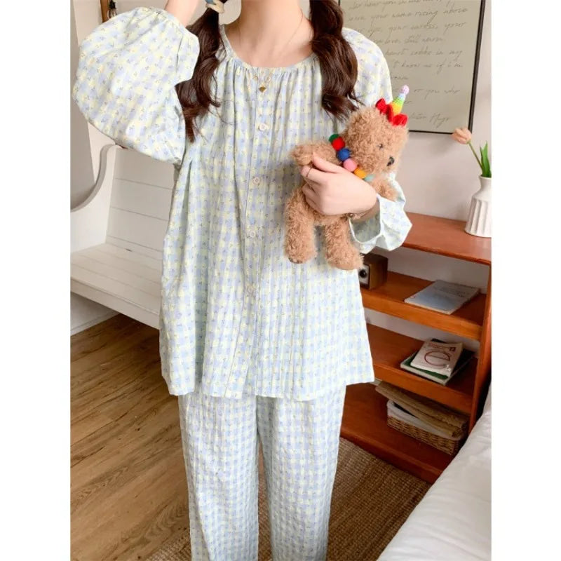 Women's Plaid Pajama Set – Long Sleeve 2-Piece Sleepwear Women's Pajama Set Axl
