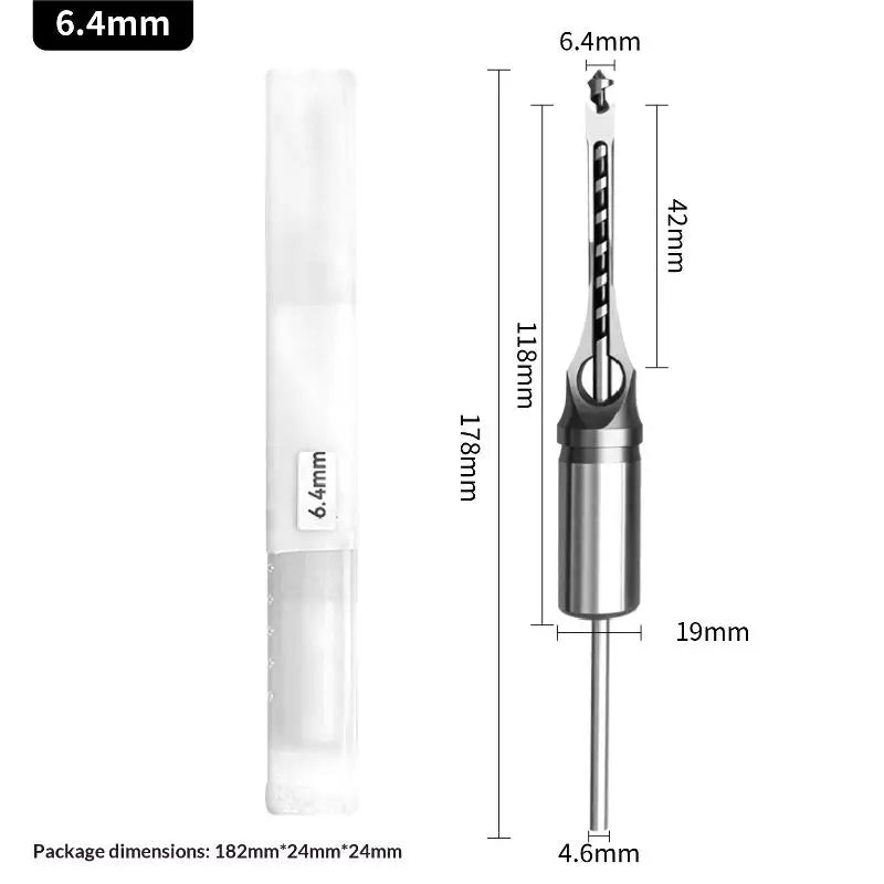 Square Hole Drill Bits Mortising Chisel Adapter | 4 Sizes Mortising Drill Bit Set Axl 6.4mm