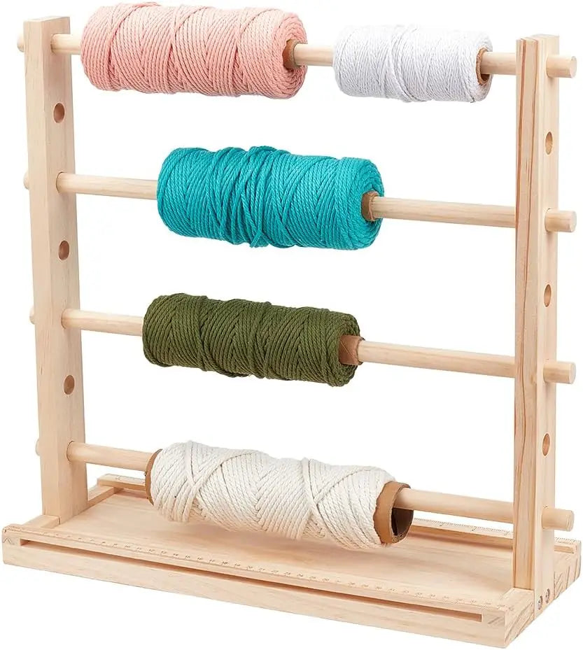 4-Tier Wood Ribbon Storage Rack & Spool Organizer for Crafts Ribbon Spool Organizer Axl AECH04-12870