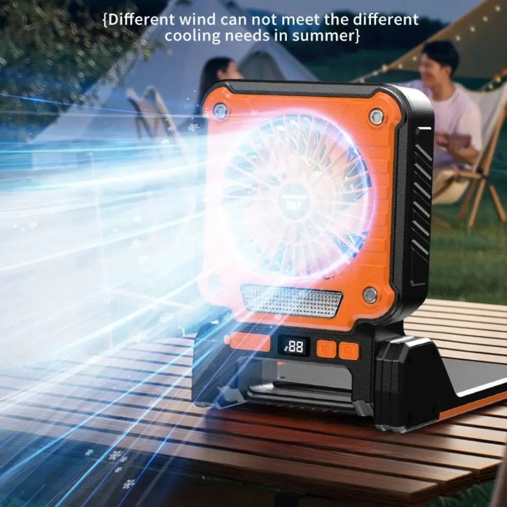 Solar Powered Camping Fan with LED Light – Foldable USB Fan Solar Camping Fan Axl
