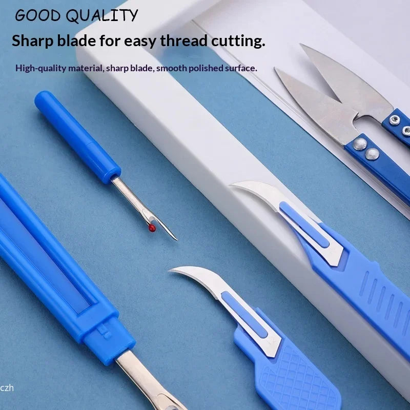 5-Piece Blue Seam Ripper & Sewing Scissors Kit Sewing Tool Kit Axl
