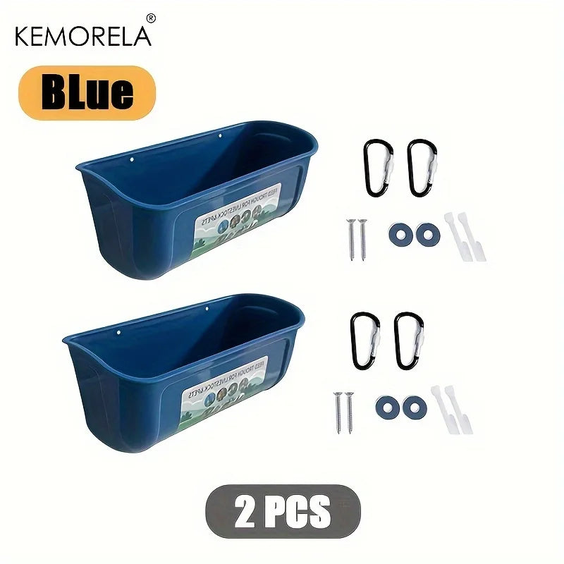 2-Pack Hanging Chicken Duck Goat Feeder Trough with Clip Poultry Feeder Trough Axl Blue 2PCS