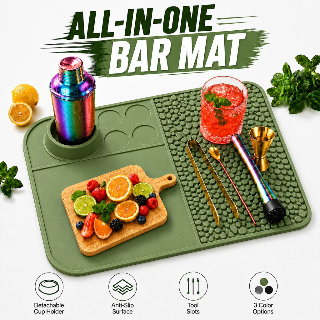 Heavy Duty Silicone Bar Mat – Non-Slip Draining Cocktail Pad Silicone Bar Mat Axl