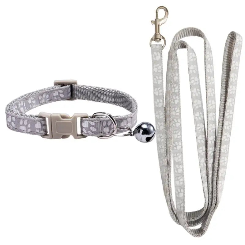Dog Paw Print Leash & Adjustable Collar Set | Puppy Walking Lead Dog Leash & Collar Set Axl A15