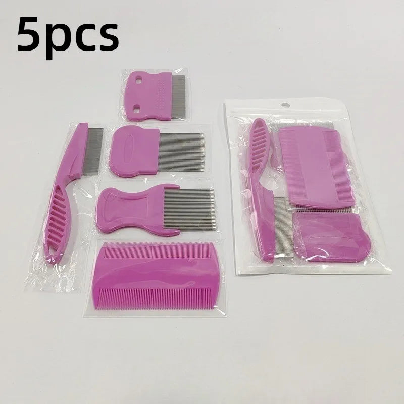 Pet Grooming Comb Set – Dog & Cat Dematting Flea Combs Pet Grooming Comb Set Axl Pink-5pcs