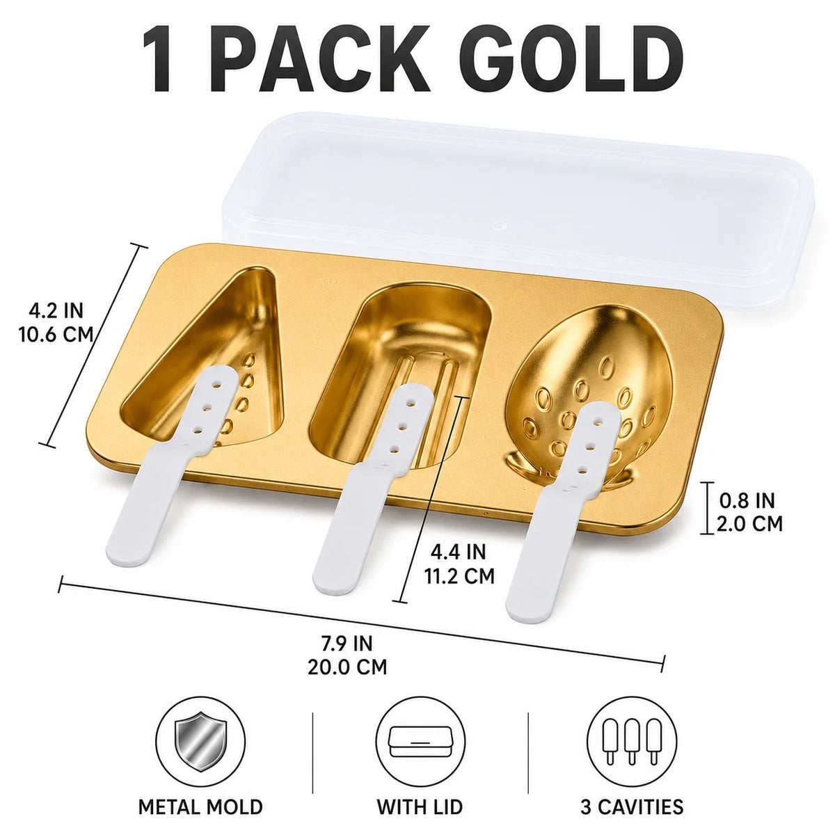 Stainless Steel Popsicle Molds – DIY Ice Cream Maker with Lids Popsicle Mold Set Axl 1 Pack Gold
