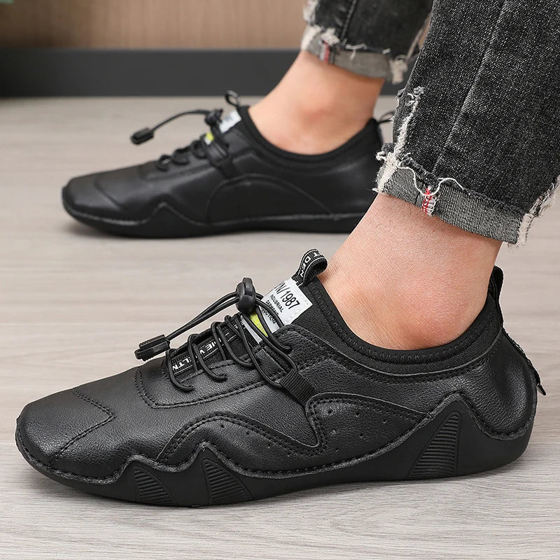 ZULIWAGN Men's Waterproof Casual Lace-Up Sneakers | Flat Shoes Men's Casual Sneakers Axl