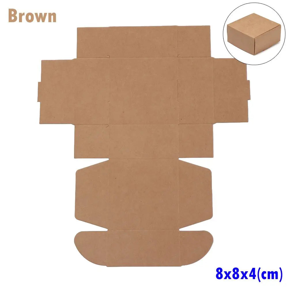 10-Pack Kraft Paper Gift Boxes – 9 Sizes Brown White Black Gift Packaging Boxes Axl brown-8x8x4cm