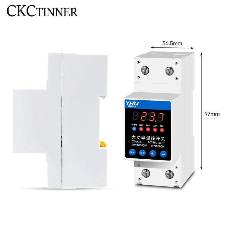 CKCTINNER 80A DIN Rail Temperature Control Switch AC 220V NTC Temperature Control Switch Axl