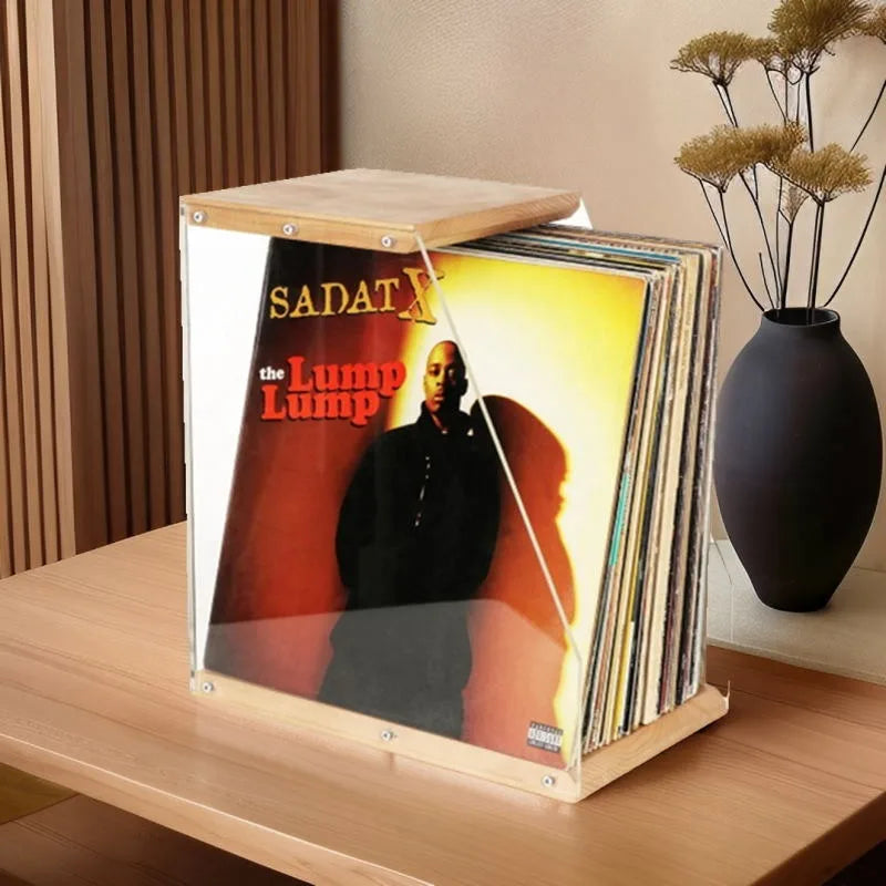 Wooden Vinyl Record Storage Rack – Desktop Display Stand Vinyl Record Storage Rack Axl