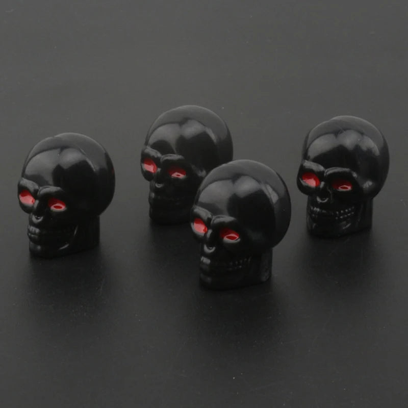 Skull Tire Valve Caps – ABS & Copper, Set of 4 | Cars & Bikes Tire Valve Caps Axl Black